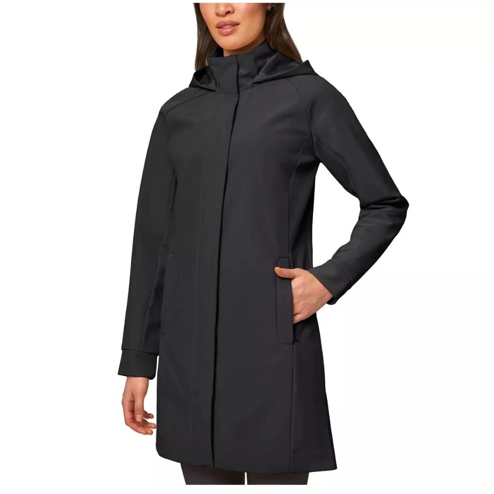 NWoT Mondetta Womens Long Hooded Jacket Coat Black Size Small $60 FFF335
